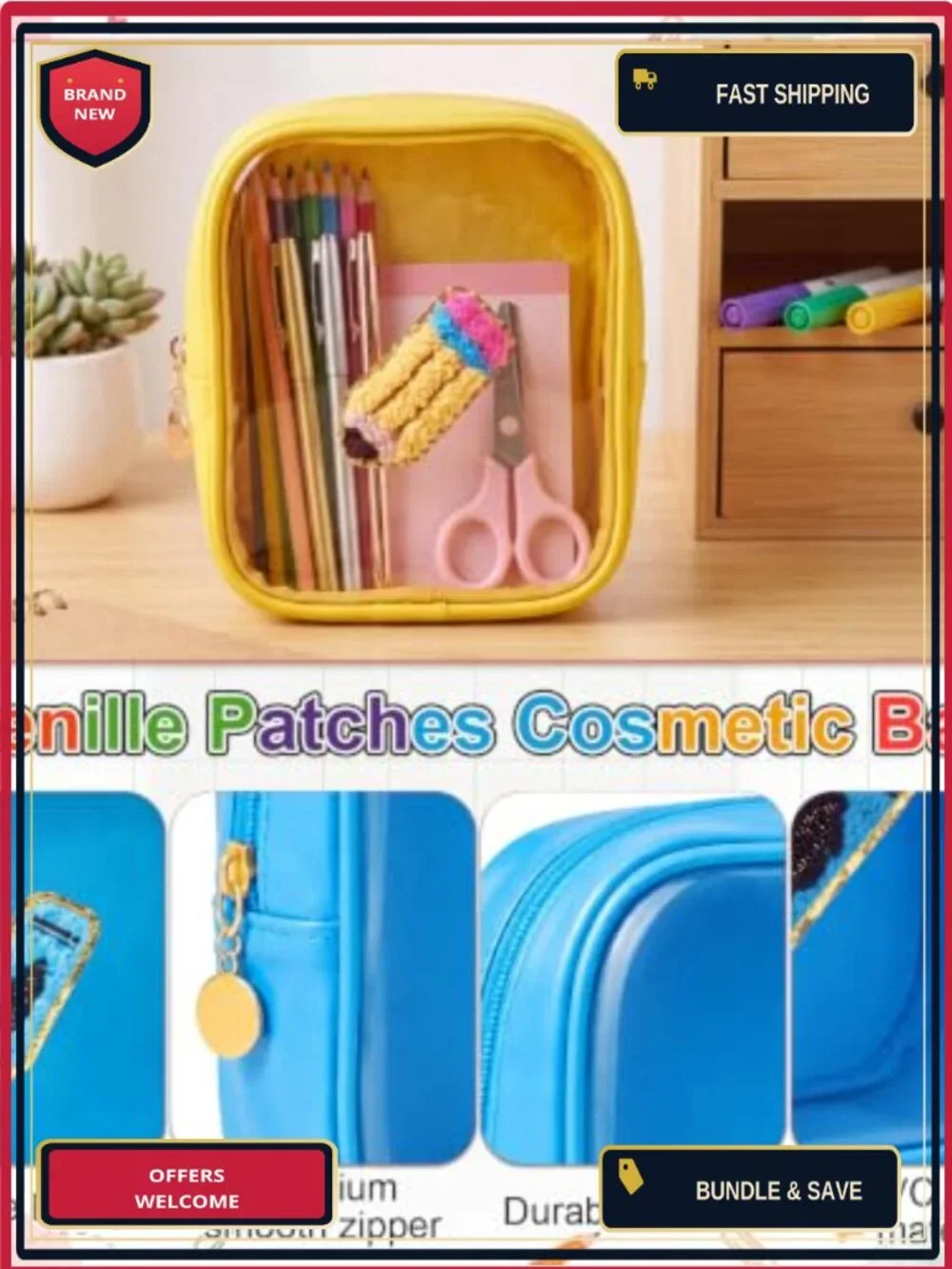Teacher Appreciation Mini Clear Makeup Bag Set PVC Cosmetic Pouch with